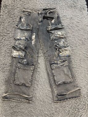 NEW Rockstar Original Baggy Jeans Men’s Size 38 Blue Wide Leg Cargo Grunge Y2K